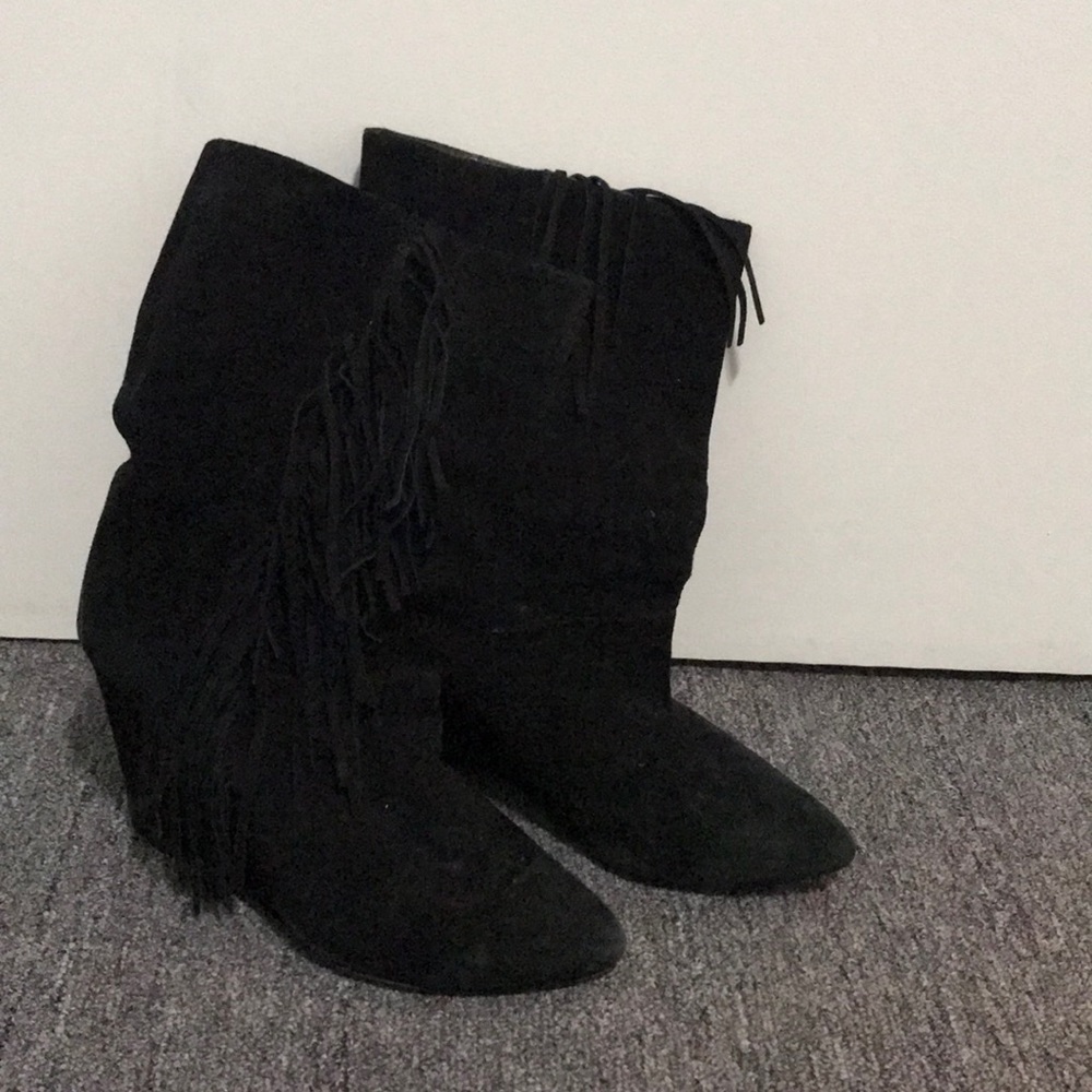 Joie suede wedge boots with fringes